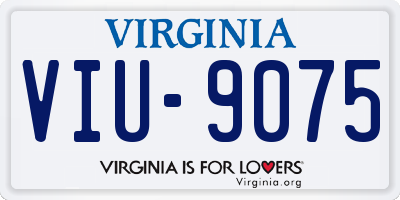 VA license plate VIU9075