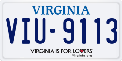 VA license plate VIU9113
