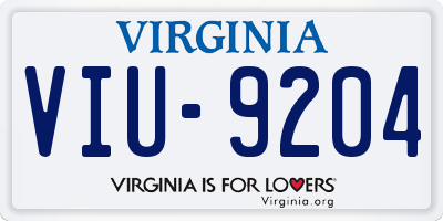 VA license plate VIU9204