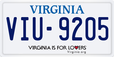 VA license plate VIU9205