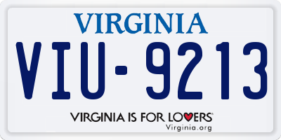 VA license plate VIU9213