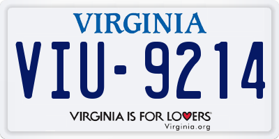 VA license plate VIU9214