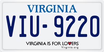VA license plate VIU9220