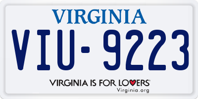 VA license plate VIU9223