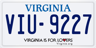 VA license plate VIU9227