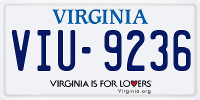 VA license plate VIU9236
