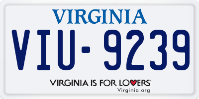 VA license plate VIU9239