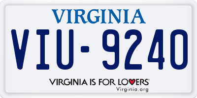 VA license plate VIU9240