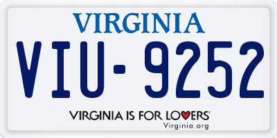 VA license plate VIU9252