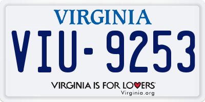 VA license plate VIU9253