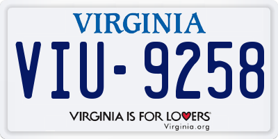 VA license plate VIU9258