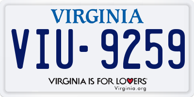 VA license plate VIU9259