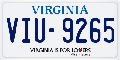 VA license plate VIU9265