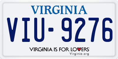 VA license plate VIU9276