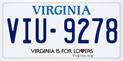 VA license plate VIU9278