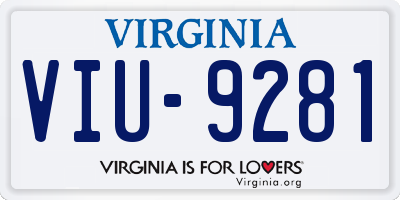 VA license plate VIU9281