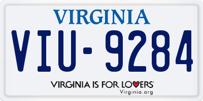 VA license plate VIU9284