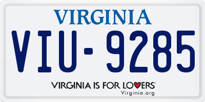 VA license plate VIU9285