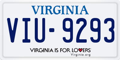 VA license plate VIU9293