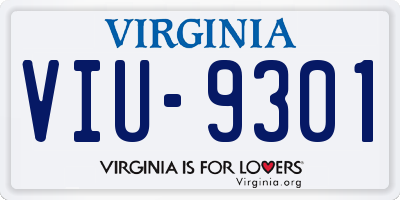 VA license plate VIU9301