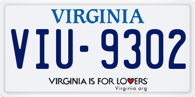 VA license plate VIU9302