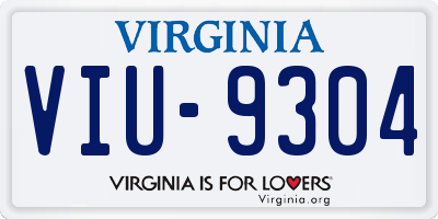 VA license plate VIU9304