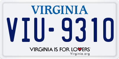 VA license plate VIU9310