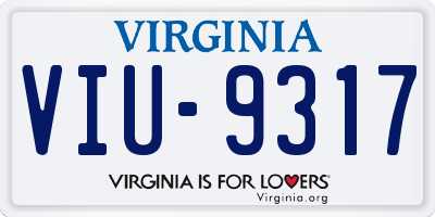 VA license plate VIU9317