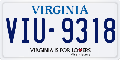 VA license plate VIU9318