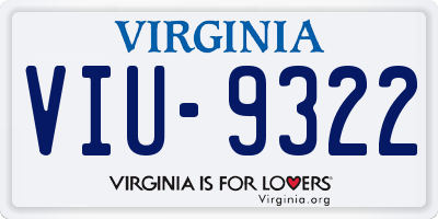 VA license plate VIU9322