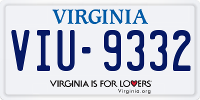 VA license plate VIU9332