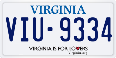 VA license plate VIU9334