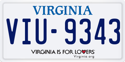 VA license plate VIU9343