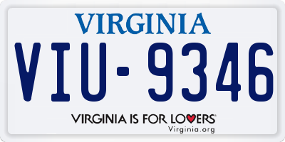 VA license plate VIU9346