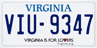 VA license plate VIU9347