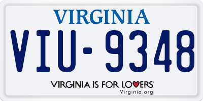 VA license plate VIU9348
