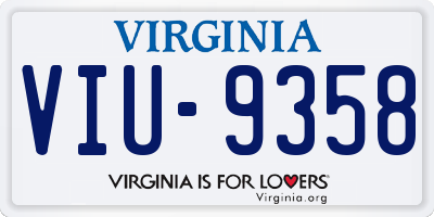 VA license plate VIU9358