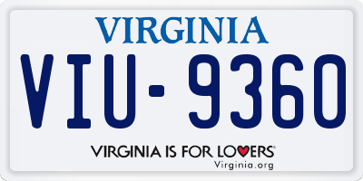 VA license plate VIU9360
