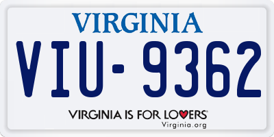 VA license plate VIU9362