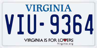 VA license plate VIU9364