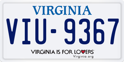 VA license plate VIU9367