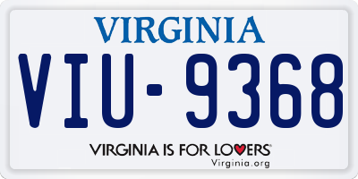 VA license plate VIU9368