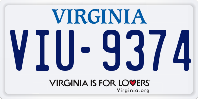 VA license plate VIU9374