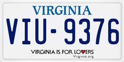 VA license plate VIU9376