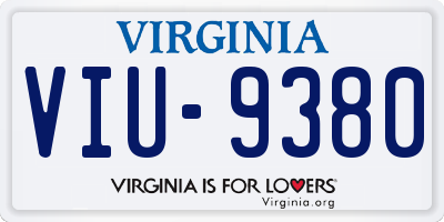 VA license plate VIU9380