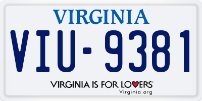 VA license plate VIU9381