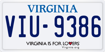 VA license plate VIU9386