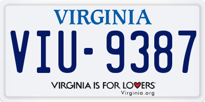 VA license plate VIU9387