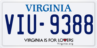VA license plate VIU9388