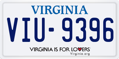 VA license plate VIU9396